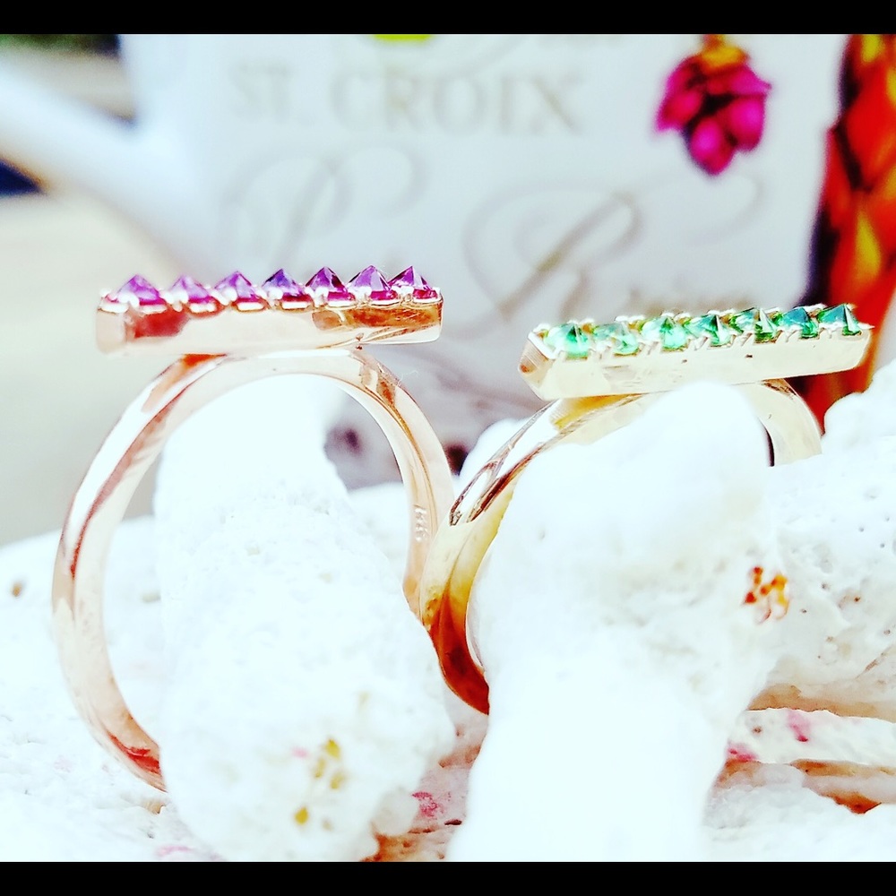 Inverted Pink Sapphire Ring 14k Rose